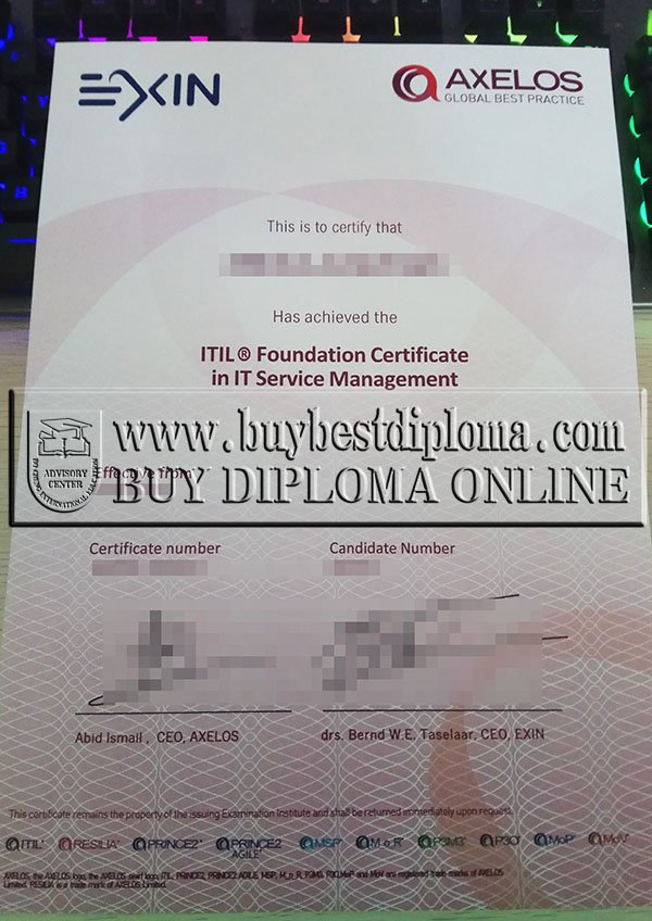 ITIL foundation certificate, ITIL certificate