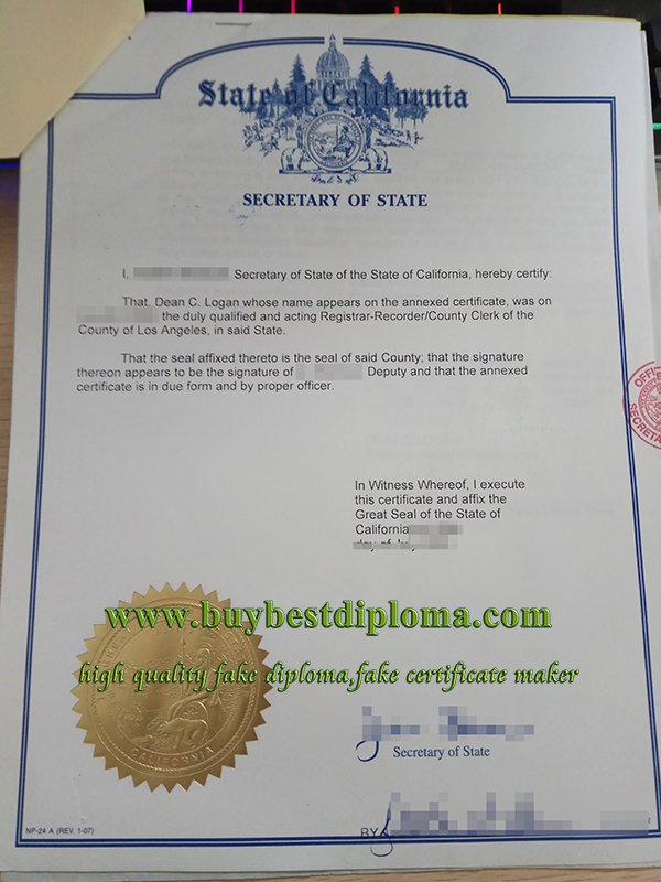 fake california apostille, fake california authentication,