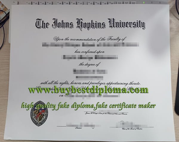 Johns Hopkins University diploma, JHU diploma,