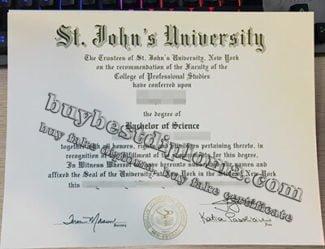 St. John's University diploma, St. John's University degree,