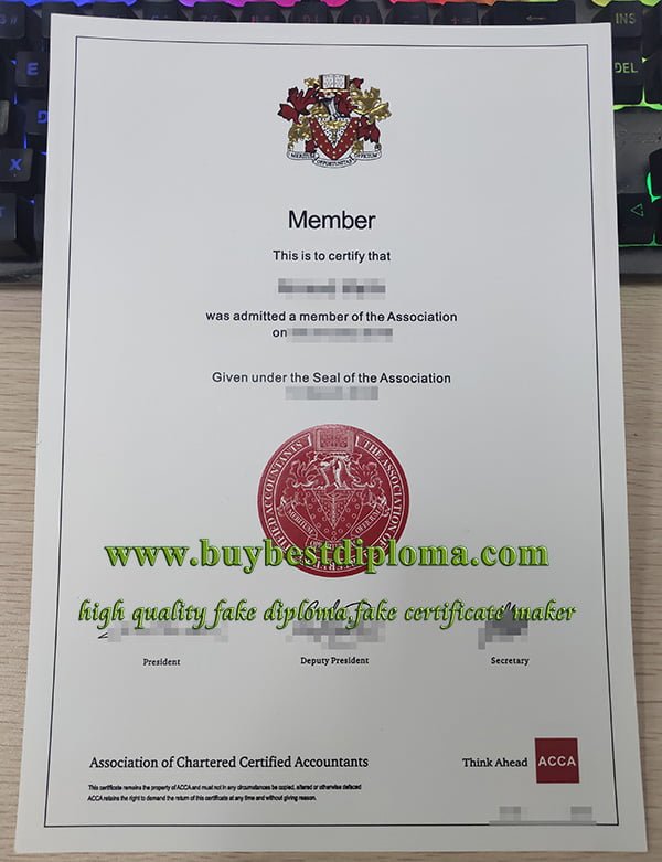 fake ACCA certificate, ACCA member certificate,