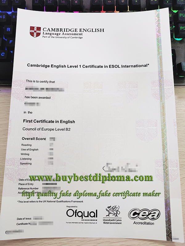 fake ESOL certificate, fake FCE certificate, Cambridge FCE certificate,