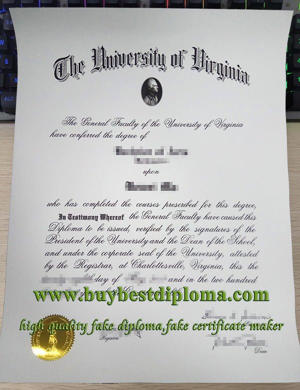 University of Virginia diploma, University of Virginia degree, fake UVA diploma,