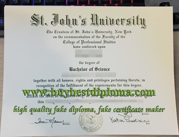 St. John's University diploma, St. John's University degree,