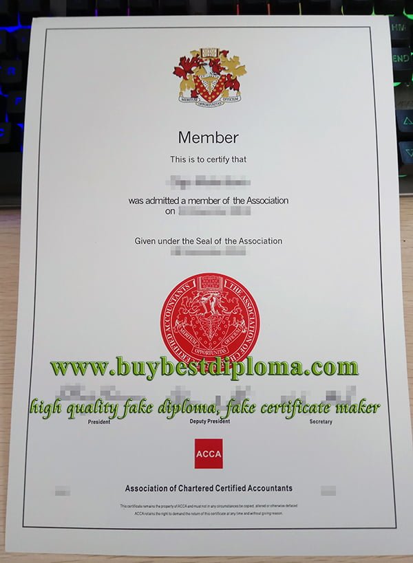 ACCA certificate, ACCA Member certificate,