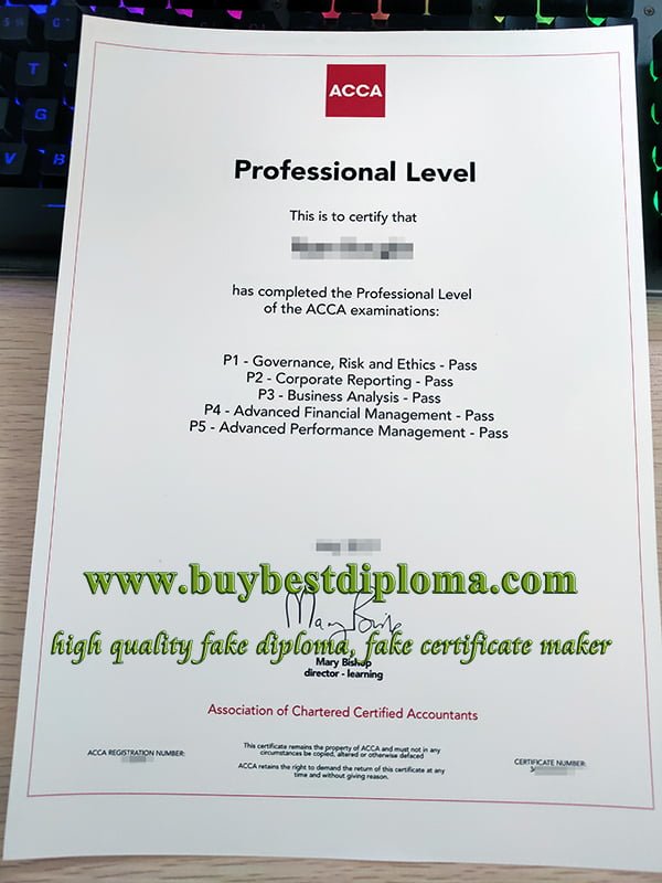 ACCA Professional diploma, ACCA Professional certificate, fake ACCA certificate,
