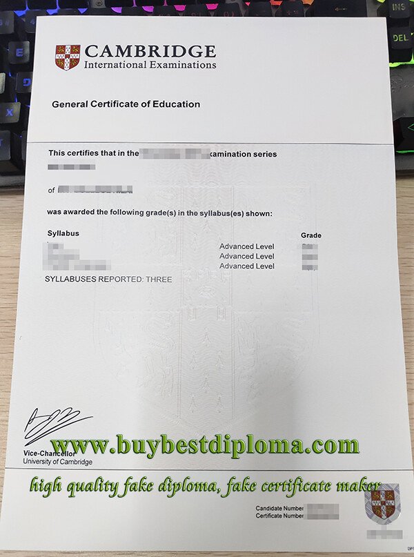 fake Cambridge GCE certificate, fake A Level certificate, fake GCE certificate,