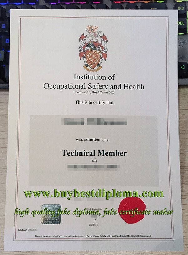 IOSH member certificate, IOSH diploma, occupational safety certificate,