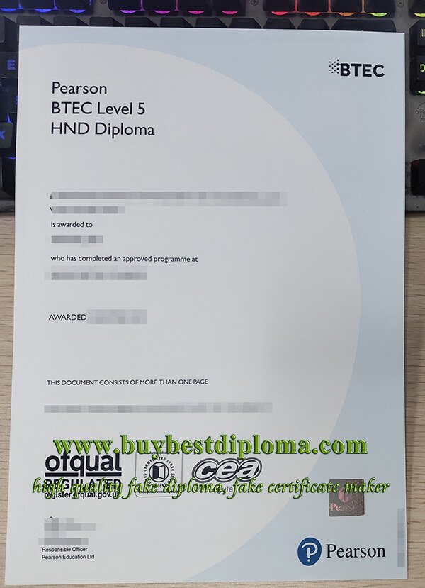 Pearson HND diploma, BTEC Level 5 diploma, fake Pearson certificate,