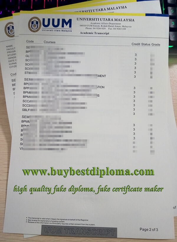 Universiti Utara Malaysia transcript, fake UUM transcript, fake UUM diploma,