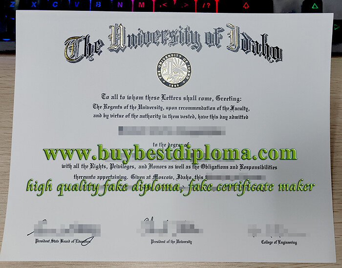 University Of Idaho Diploma, University Of Idaho degree certificate, fake university diploma,