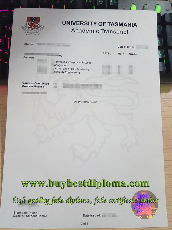 University of Tasmania transcript, University of Tasmania diploma,