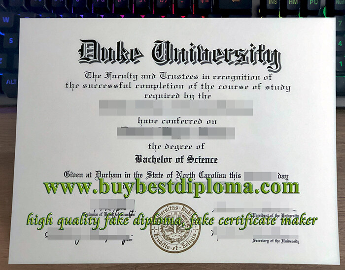 Duke University diploma, Duke University degree,