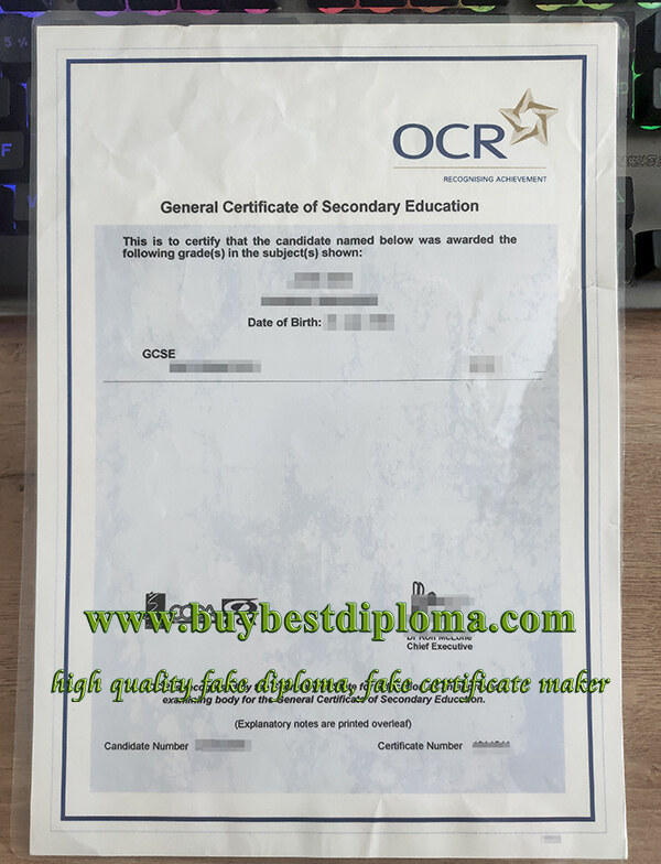 OCR GCSE Certificate, OCR certificate, GCSE certificate,