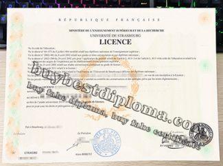 Université de Strasbourg licence, University of Strasbourg diploma, fake French licence,