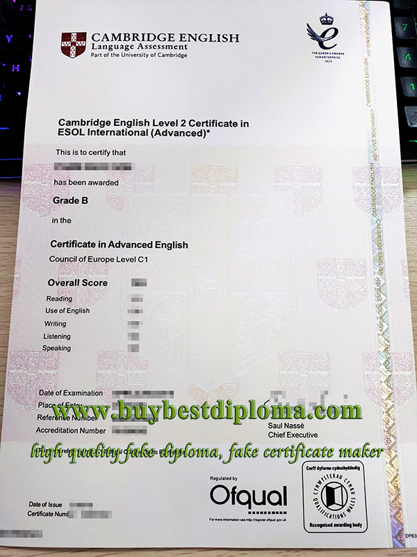 Cambridge CAE certificate, C1 Advanced certificate,  Cambridge ESOL certificate,