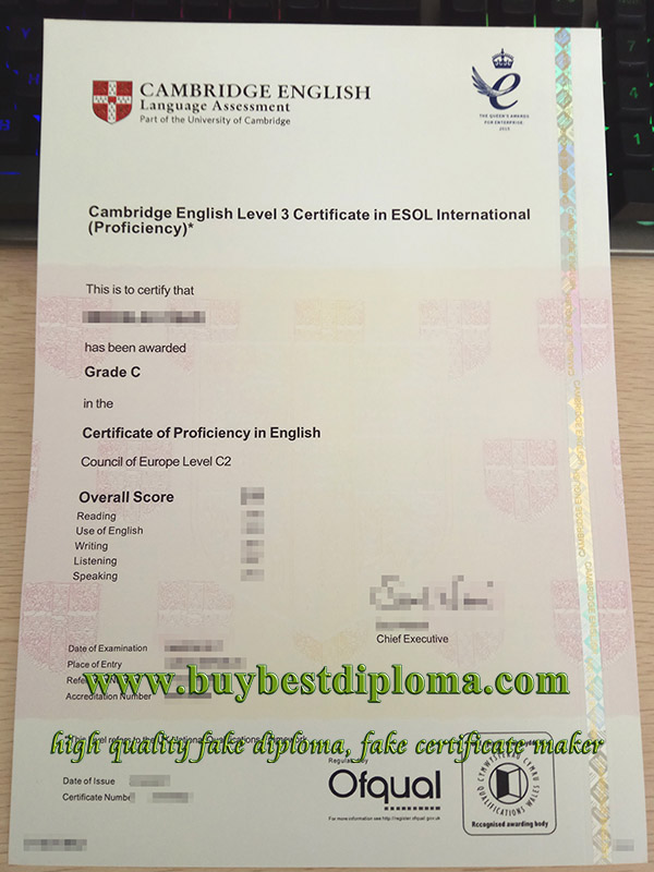 Cambridge CPE certificate, Cambridge C2 Proficiency certificate, Cambridge ESOL certificate, 