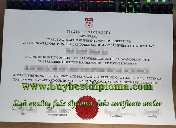 McGILL University diploma, McGILL University degree, McGILL University certificate,