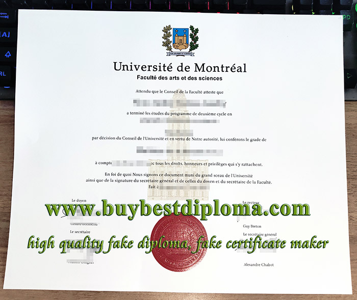 Université de Montréal diploma, Université de Montréal degree, fake UdeM diploma,