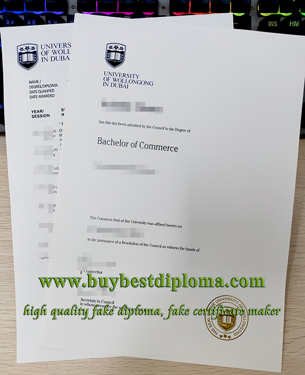 University of Wollongong in Dubai degree, University of Wollongong in Dubai transcript, fake UOWD diploma,