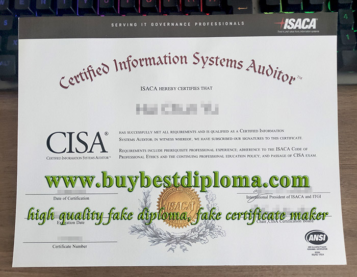 CISA certificate, Certified Information Systems Auditor certificate, fake ISACA certificate,