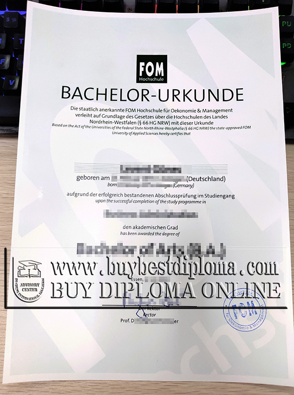 FOM Hochschule diploma, FOM Hochschule urkunde, FOM University diploma,