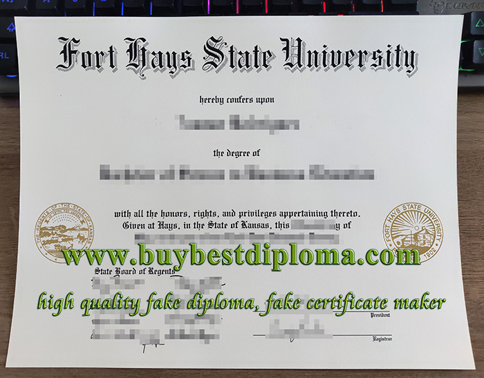 Fort Hays State University diploma, fake FHSU diploma, Fort Hays State University degree certificate,