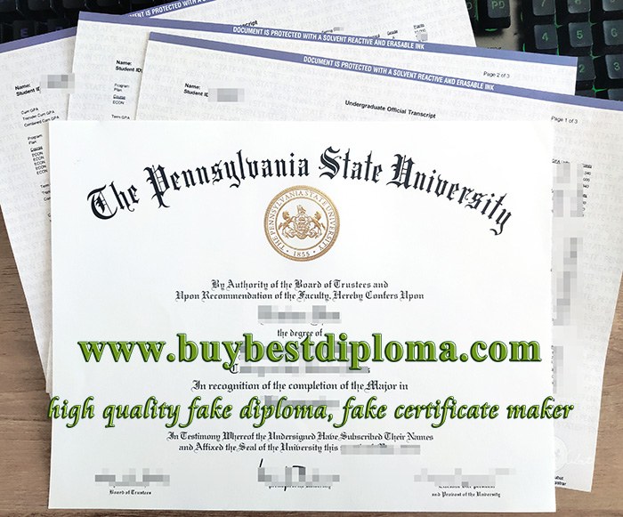 Penn State University diploma, Penn State University transcript, fake PSU diploma,