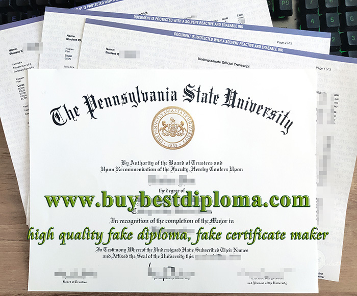 Penn State University Diploma, PSU Transcript,
