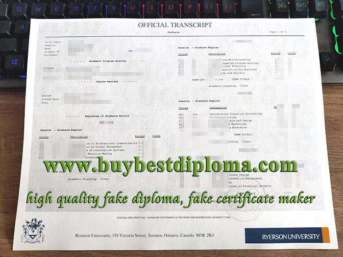 fake Ryerson University transcript, fake Ryerson University certificate, fake transcript,