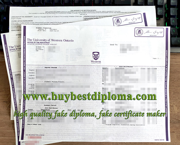 University of Western Ontario transcript, fake UWO transcript, University of Western Ontario diploma,