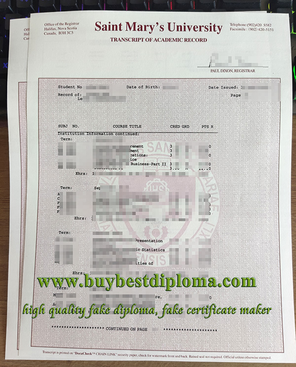 Saint Mary’s University transcript, fake Saint Mary’s University diploma, fake Saint Mary’s University certificate,