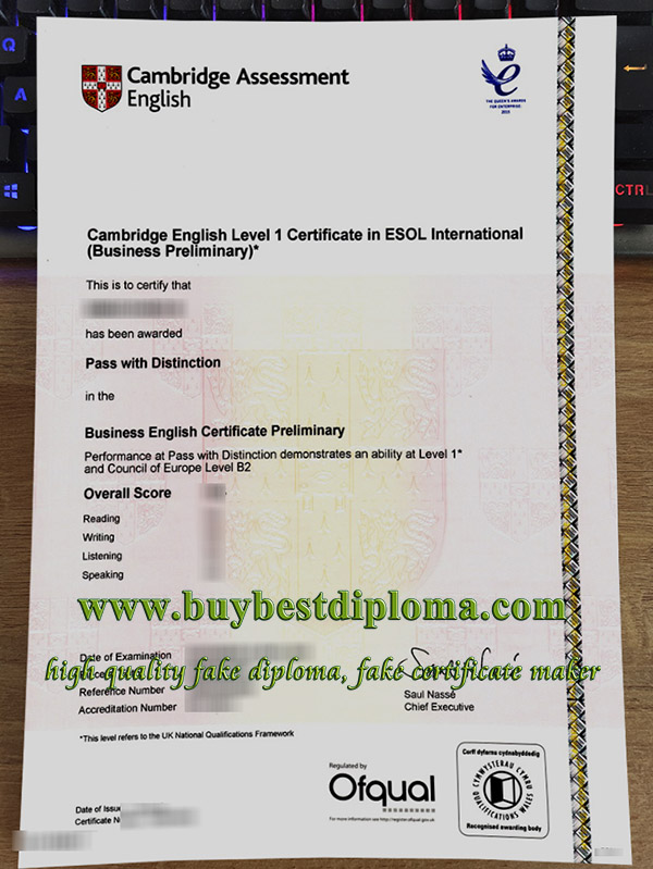 Cambridge Business Preliminary certificate, fake BEC Preliminary certificate, Cambridge English certificate,