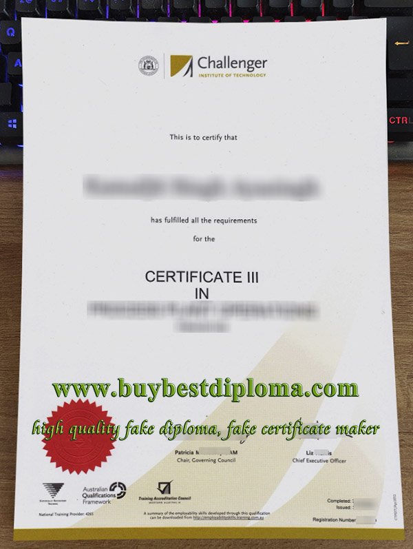 Challenger Institute of Technology certificate, fake TAFEWA certificate, South Metropolitan TAFE certificate,