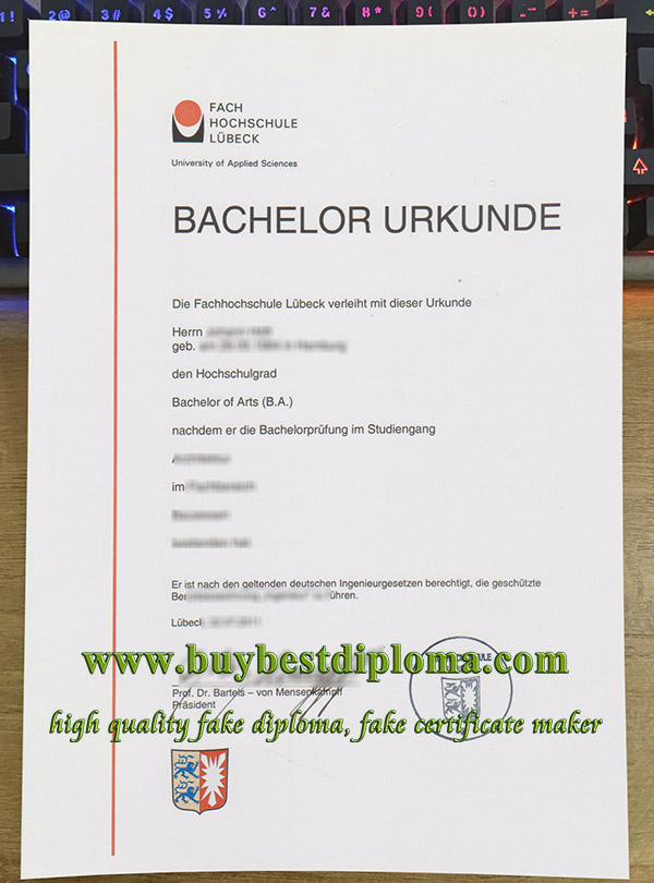 Fachhochschule Lübeck urkunde, Technische Hochschule Lübeck uekunde, FH Lübeck diploma,