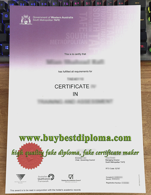 South Metropolitan TAFE certificate, fake TAFE certificate, fake Australian certificate,