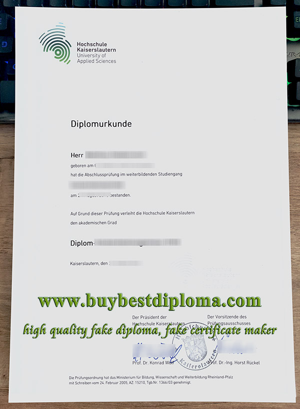 Hochschule Kaiserslautern urkunde, Hochschule Kaiserslautern diplom, fake Kaiserslautern University certificate,