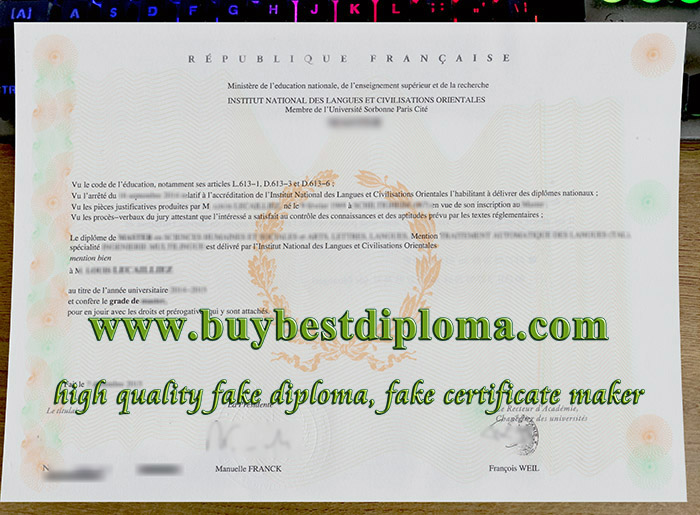 Institut National des Langues diploma, Institut National des Langues licence, fake INALCO diploma,