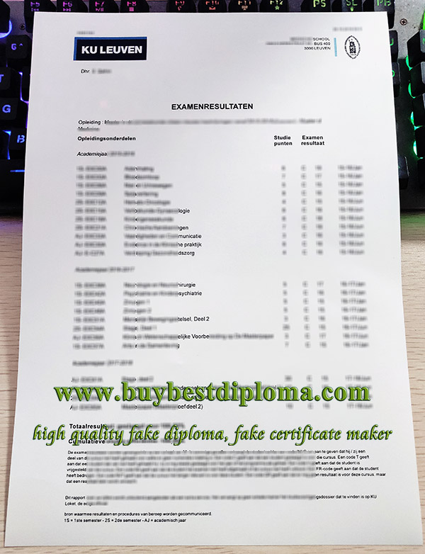 KU Leuven transcript, Katholieke Universiteit Leuven transcript, fake KU Leuven diploma,