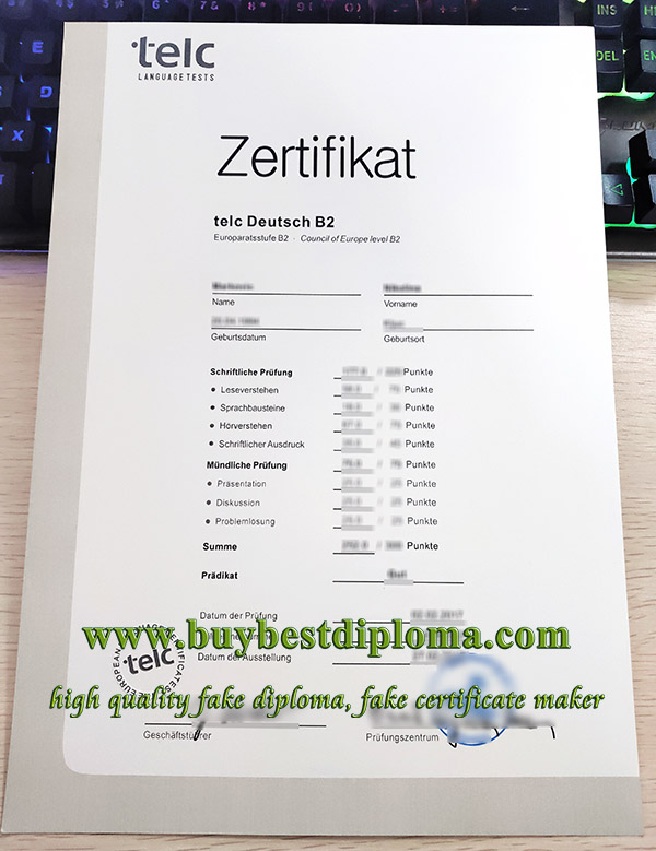 The European Language Certificates, TELC certificate, TELC Zertifikat, TELC B2 certificate,