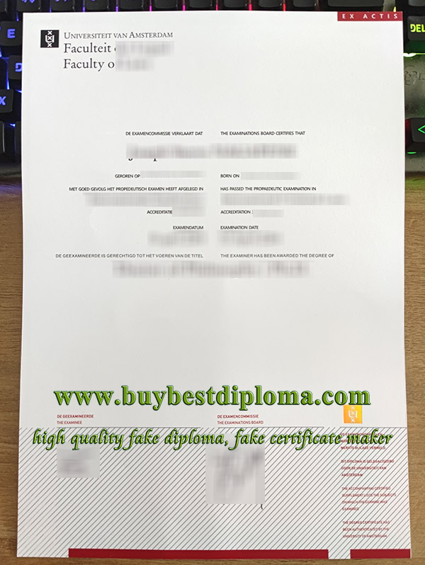 University of Amsterdam diploma, Universiteit Van Amsterdam diploma, University of Amsterdam certificate,