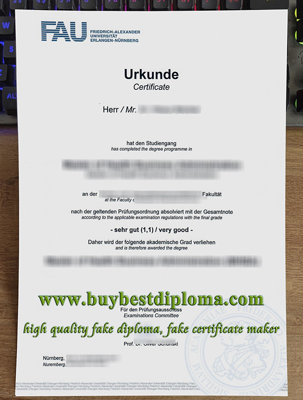 fake Universität Erlangen-Nürnberg urkunde, fake UNI FAU diploma,  Friedrich-Alexander-Universität Erlangen-Nürnberg degree,