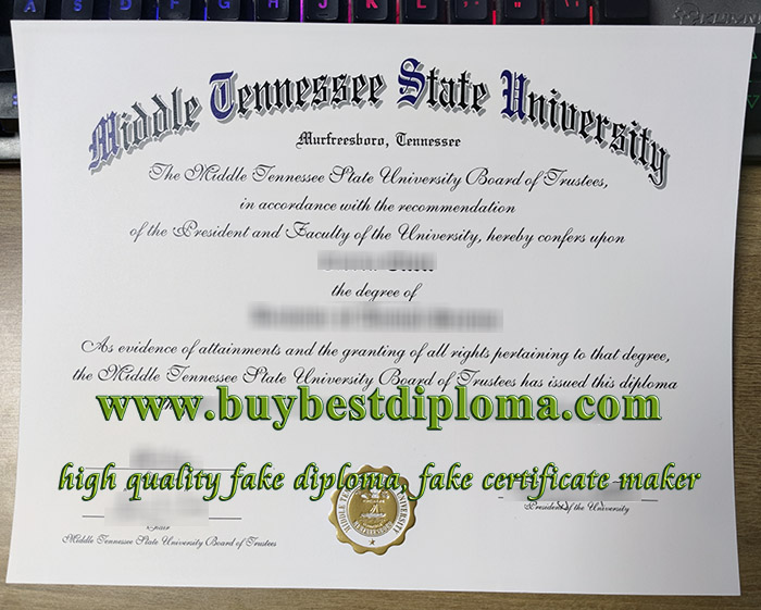 Middle Tennessee State University diploma, fake MTSU diploma, Middle Tennessee State University certificate,