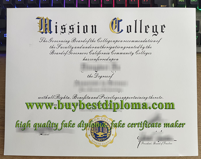 Mission College diploma, Mission College degree, Mission College certificate, 洛杉矶使命学院证书