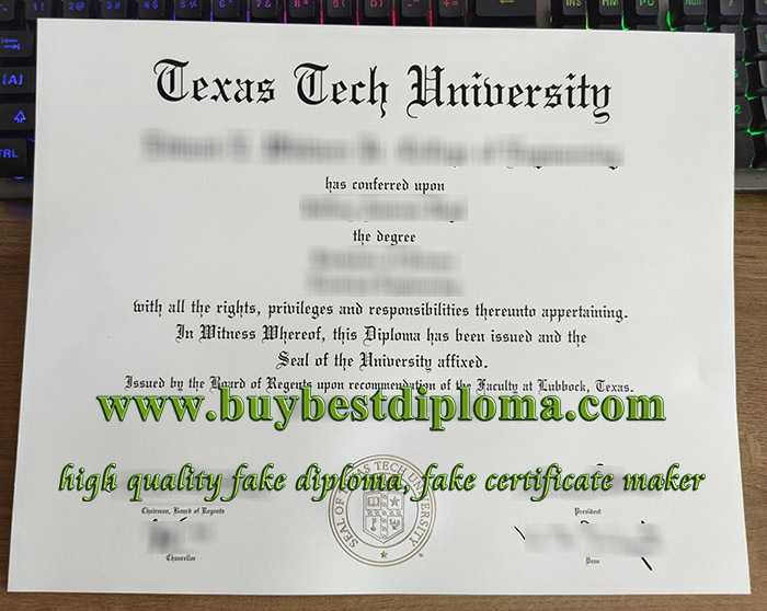 Texas Tech University diploma, Texas Tech University degree, fake Texas Tech University certificate, 克萨斯理工大学文凭,