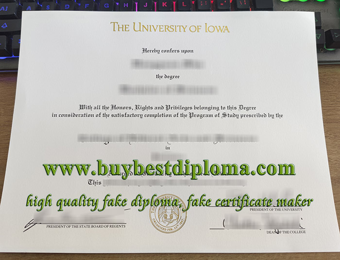 University of Iowa diploma, University of Iowa certificate, 爱荷华大学证书,