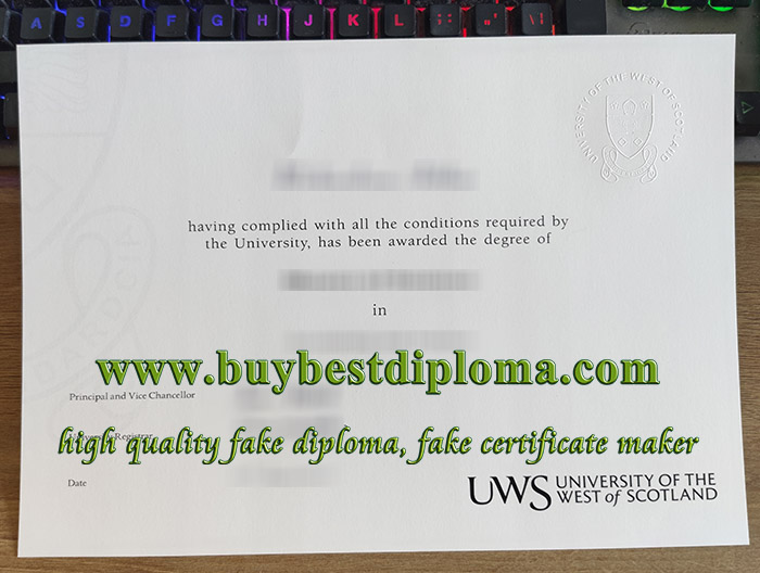 University of the West of Scotland degree, University of the West of Scotland diploma, fake UWS certificate, 西苏格兰大学毕业证,