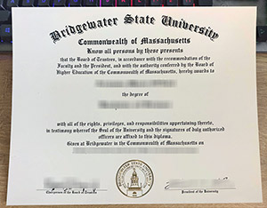 Bridgewater State University diploma, Bridgewater State University degree, Bridgewater State University certificate, 布里奇沃特州立大学证书,