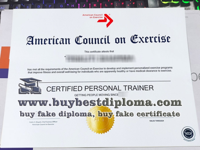 fake Personal Trainer Certification, ACE certificate, ACE CTP certificate,