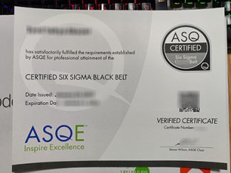 ASQ certificate, Six Sigma certificate,